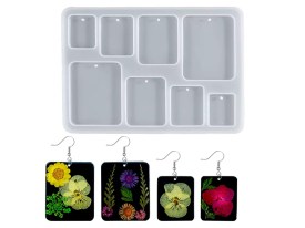 Molde silicona 8 aritos cuadrados 